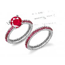 Various Sizes and Styles: Round Diamond atop Ruby Gemstone & Diamond Sculpted-Edge Ring Sculpted-Edge Ladies Band