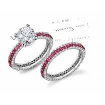 Special Modern Creations: Ruby & Diamond Sculpted-Edge Band & Ring atop Warm Glowing Fair Diamonds & Gemstones