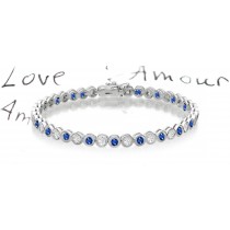 New Round Blue Sapphire & Round Diamond Bracelet and Necklace
