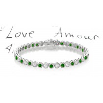 New Round Emerald & Round Diamond Bracelet and Necklace