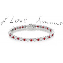 New Round Ruby & Round Diamond Bracelet and Necklace