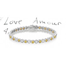 New Round Yellow Sapphire & Round Diamond Bracelet and Necklace