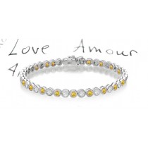 New Round Yellow Sapphire & Round Diamond Bracelet and Necklace