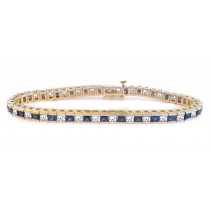 Platinum or Gold Sapphire and Diamond Tennis Bracelet
