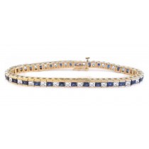 Platinum or Gold Sapphire and Diamond Tennis Bracelet