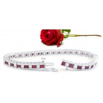 Platinum Ruby and Diamond Tennis Bracelet