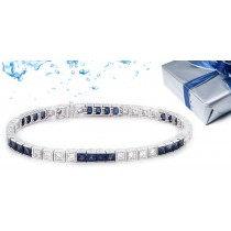 Gold Sapphire and Diamond Tennis Bracelet