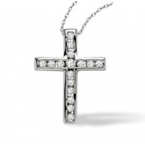 Platinum diamond cross pendant with platinum pendant chain