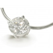 Platinum diamond pendant. Bezel set round diamond solitaire pendant with chain
