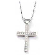 Platinum diamond cross pendant with platinum chain