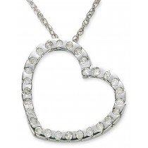 Platinum diamond heart pendant with platinum chain