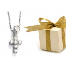 Platinum diamond cross pendant with platinum chain