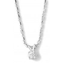 Platinum diamond pendant. Prong set round diamond solitaire pendant with chain
