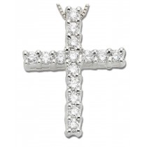 Platinum diamond cross pendant with platinum chain
