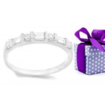 Platinum Bar Set Bagguette Round Diamond Rings