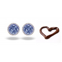 Fancy Colored Diamonds Designer Collection - Women's Blue Colored Diamonds & White Diamonds Fancy Blue Diamond Solitaire Earrings