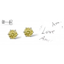 Fancy Colored Diamonds Designer Collection - Women's Yellow Colored Diamonds & White Diamonds Fancy Yellow Diamond Solitaire Earrings