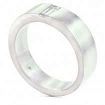 Platinum Comfort Fit Diamond Ring with Baguette Diamonds