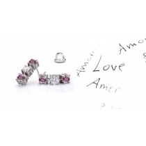 Individual and Unique Colored Diamonds Designer Collection - Pink Colored Diamonds & White Diamonds Round Pink Diamond Earrings and Earscrews
