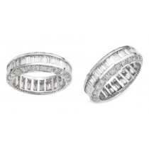 Platinum Channel Set Bagguette Round Diamonds Ring