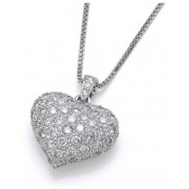 Platinum pave set round diamonds heart pendant