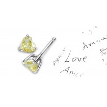 New Designs Colored Diamonds Designer Collection - Yellow Color Diamonds & White Diamonds Heart Yellow Diamond Gold or Platinum Earrings