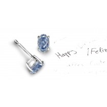 NEWEST DESIGNS Colored Diamonds Designer Collection - Blue Colored Diamonds & White Diamonds Oval Blue Diamond Earrings Available in Platinum or Gold Settings