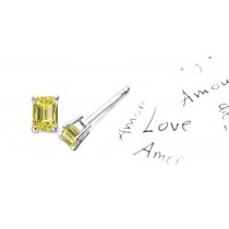 NEWEST STYLES Colored Diamonds Designer Collection - Colored Diamonds & White Diamonds Emerald Cut Yellow Diamond Earrings Available in Platinum or Gold Settings