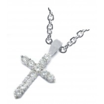 Platinum diamond cross pendant with platinum pendant chain