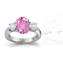 Magnificent Pink Sapphire & Fancy Diamond Engagement Ring 