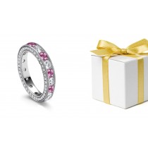 Women's Pure Pink Sapphire & Diamond Eternity Bands