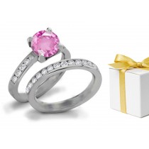 Diamond & Pink Sapphire Engagement & Wedding Ring
