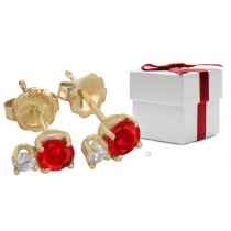 Ruby Earrings: Platinum & Gold Ruby Diamond Earring