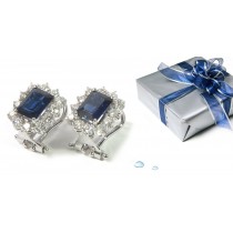 Sapphire Earrings: Platinum & Gold Sapphire Diamond Earrings