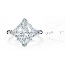 Center Marquise & Side Trillion Diamonds Three Stone Ring