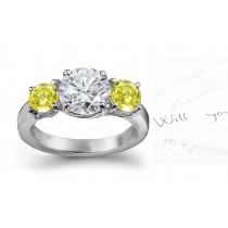 Premier Colored Diamonds Designer Collection - Yellow Colored Diamonds & White Diamonds Fancy Yellow Diamond Engagement Rings