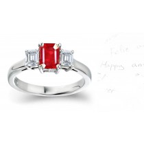 Three Stone Ruby Diamond Rings: Three Stone (Ruby & Diamond) Ring in Platinum