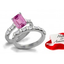 Love Stories: Sparkling Vivid Pink Sapphire & Diamond Engagement & Wedding Bands