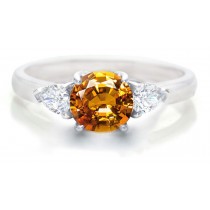 Past Present Future Rings: Three Stone (Rings with Yellow White Diamonds) Ring in Platinum. 