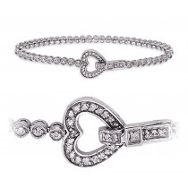 View Heart-Lock Key Diamond Bracelet.