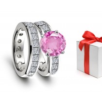 Pure & Bright: Pink Sapphire & Diamond Premier Designer Engagement & Wedding Rings