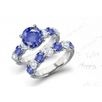 Living Forever: View 5 Stone Diamond Sapphire Ring & Band Mesmerize & Draw Viewers Eye into Starring into Sapphire
