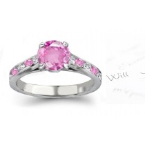 Red Sea Gallery: Round Ladies Pink Sapphire & Diamond Gold Ring 1 to 5 carat weight