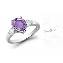 Purple Pears Sapphire & Diamond Pears Designer Ring