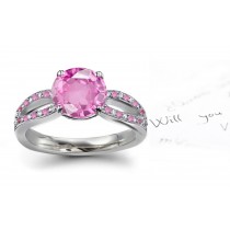 Split Shank Design Pink Regal Sapphire & White Diamond Ring 