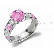 Gold Shank with Bezel Set Pink Fine Sapphire & Pure White Diamond Ring
