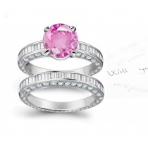 A timeless, design with a deep pink 1.0 carat Popular Sapphire & halo of well-cut White Diamonds Splendid Sapphires