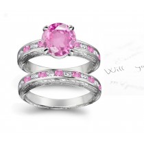 A timeless, design with a deep pink 1.0 carat Splendid Sapphire & halo of well-cut White Diamonds Splendid Sapphires