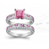 A timeless, design with a deep pink 1.0 carat Splendid Sapphire & halo of well-cut White Diamonds Splendid Sapphires