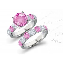 5 Stone Pink Sapphire Diamond Ring Collection for Engeament & Wedding